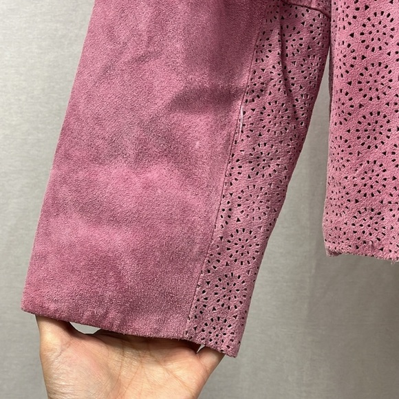 Hal Rubenstein Pink Laser Cut Genuine Leather Zip Jacket Womens Size 3x - Picture 5 of 16